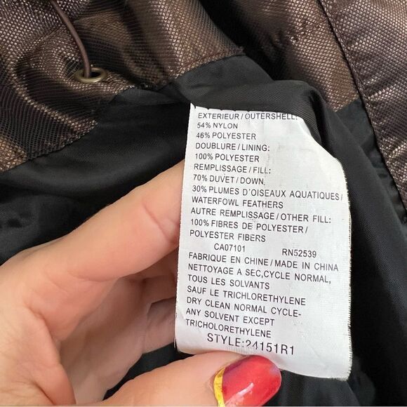 Hilary Radley Puffer Down Coat Size Small Shiny Brown - Picture 9 of 10